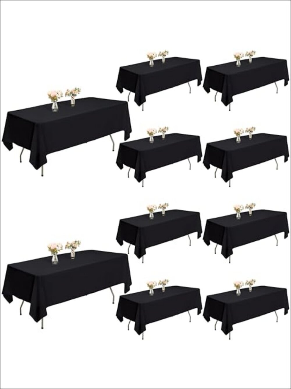 10-Pack Heavy-Duty Polyester Tablecloths 60x102 Rectangular Washable